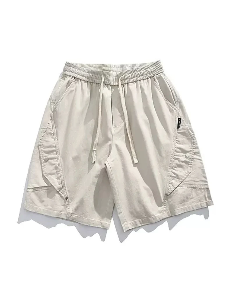 Street-Style Washed Distressed Cargo Shorts