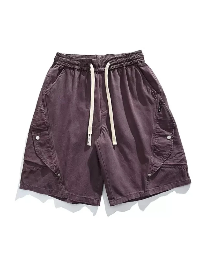 Street-Style Washed Distressed Cargo Shorts
