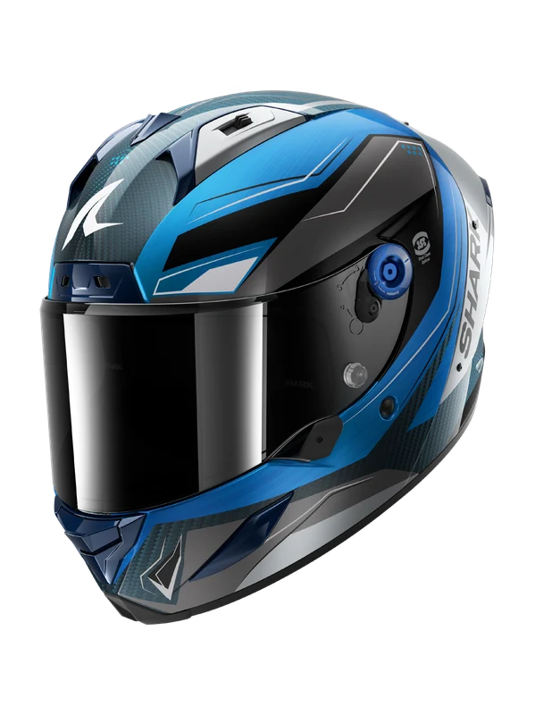 SHARK AERON MEKARIUM CARBON CASCO DE MOTO AZUL PLATA