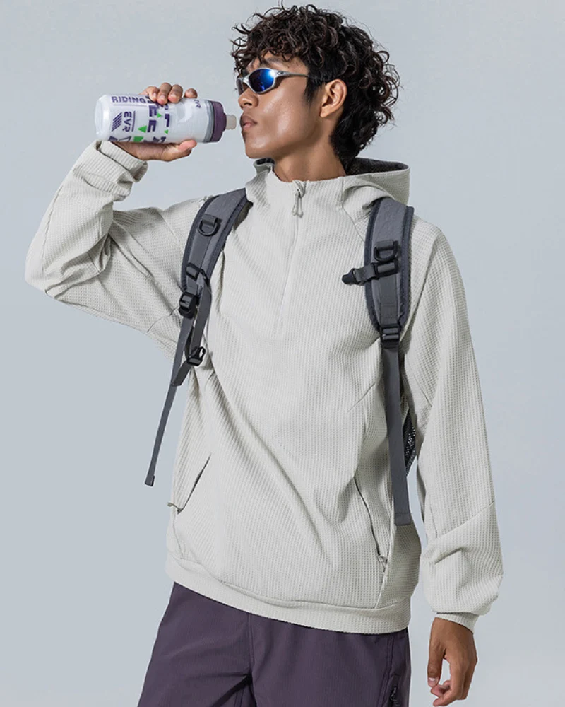 Outdoor Unisex Waffle Knit Hiking Cycling Sports Hoodie