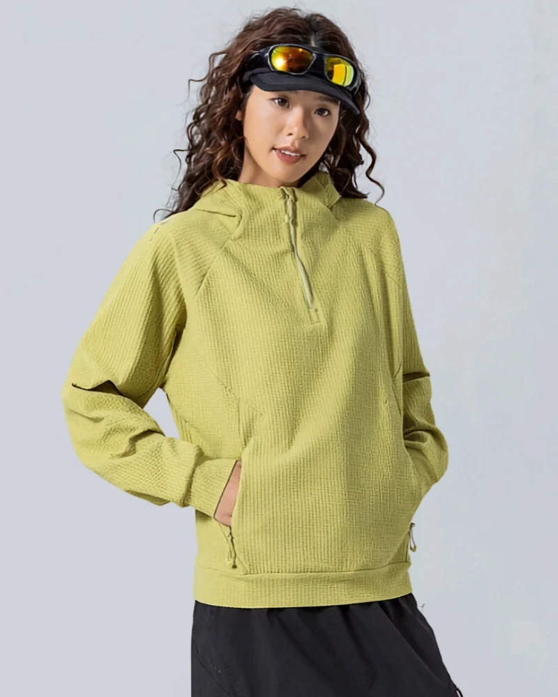 Outdoor Unisex Waffle Knit Hiking Cycling Sports Hoodie