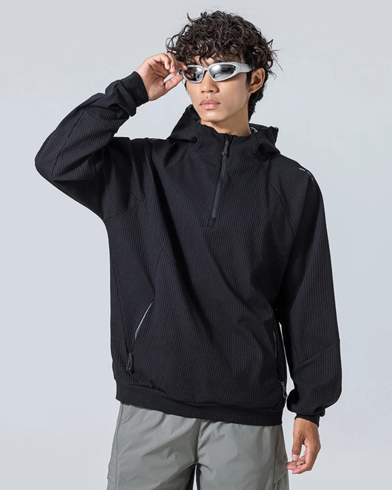 Outdoor Unisex Waffle Knit Hiking Cycling Sports Hoodie