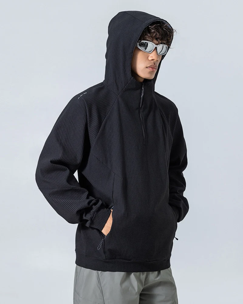 Outdoor Unisex Waffle Knit Hiking Cycling Sports Hoodie