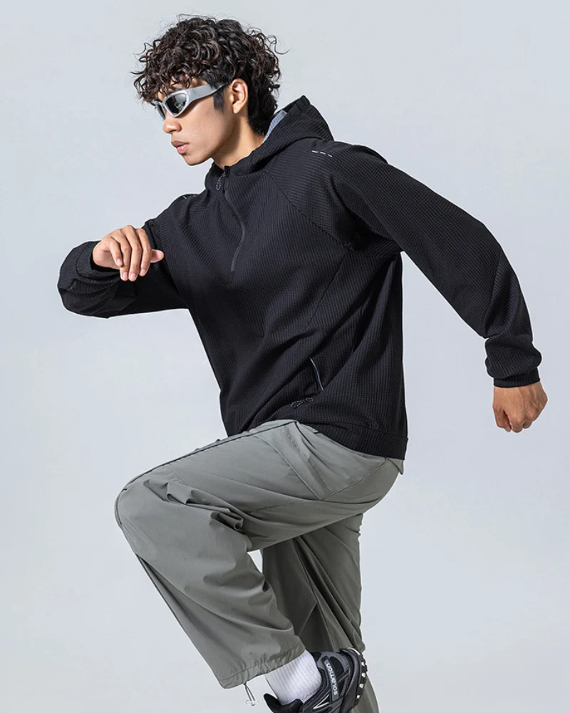 Outdoor Unisex Waffle Knit Hiking Cycling Sports Hoodie