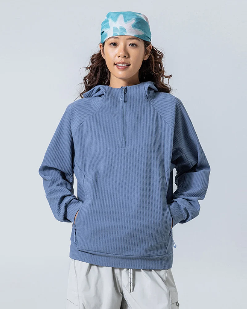 Outdoor Unisex Waffle Knit Hiking Cycling Sports Hoodie