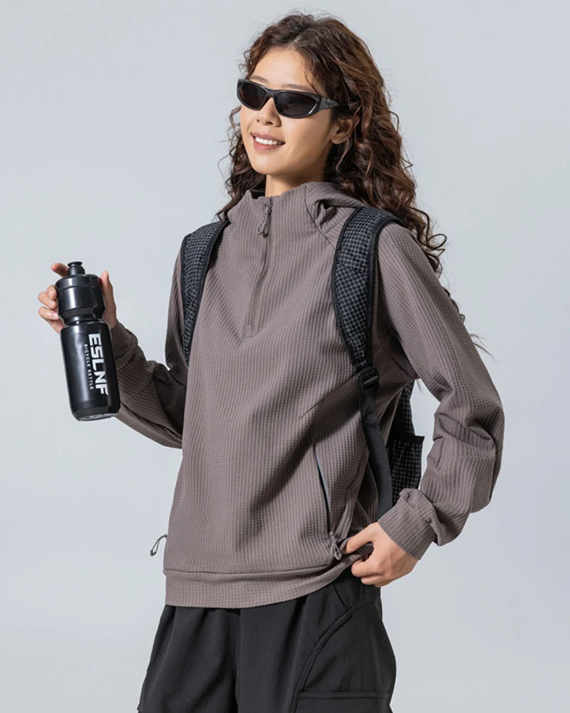Outdoor Unisex Waffle Knit Hiking Cycling Sports Hoodie