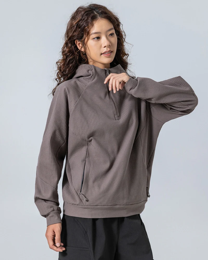 Outdoor Unisex Waffle Knit Hiking Cycling Sports Hoodie