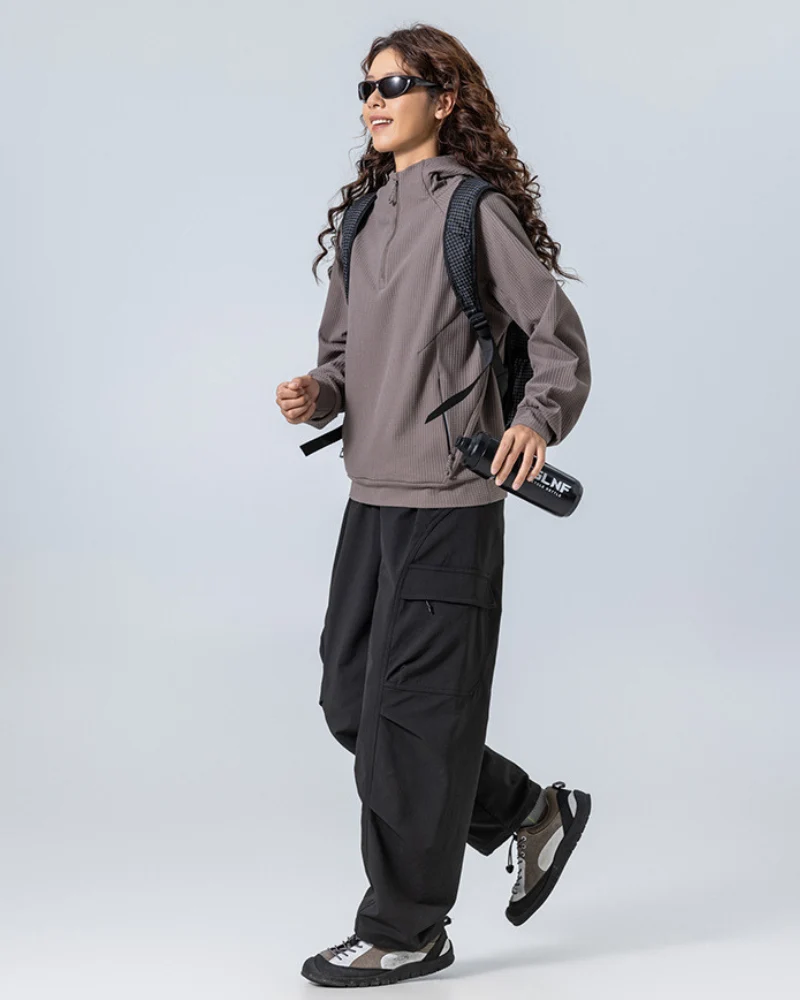 Outdoor Unisex Waffle Knit Hiking Cycling Sports Hoodie