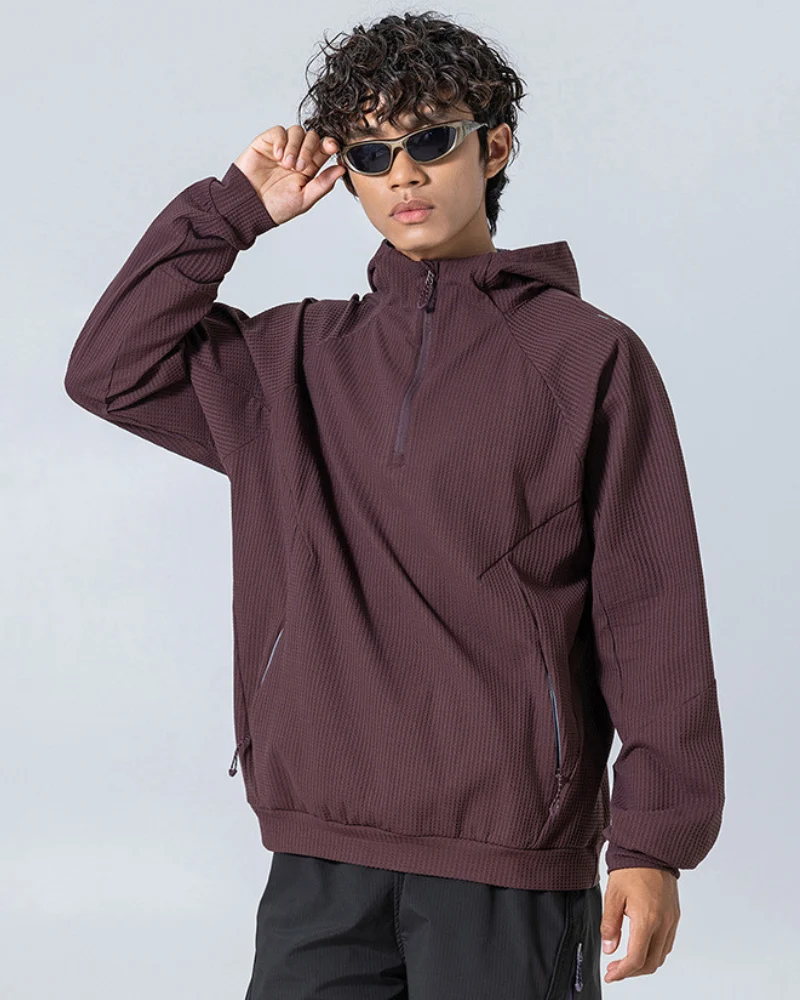 Outdoor Unisex Waffle Knit Hiking Cycling Sports Hoodie
