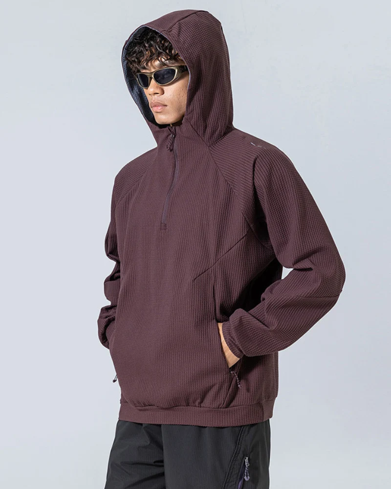 Outdoor Unisex Waffle Knit Hiking Cycling Sports Hoodie