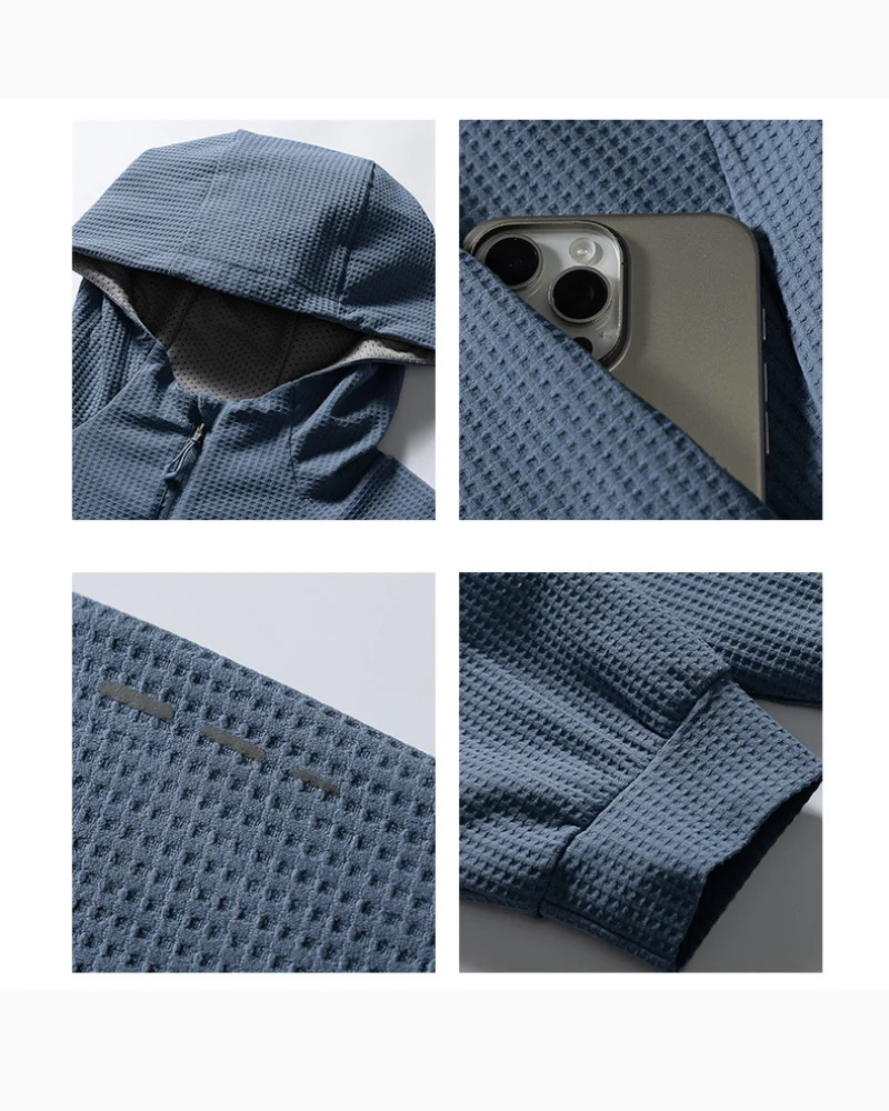 Outdoor Unisex Waffle Knit Hiking Cycling Sports Hoodie