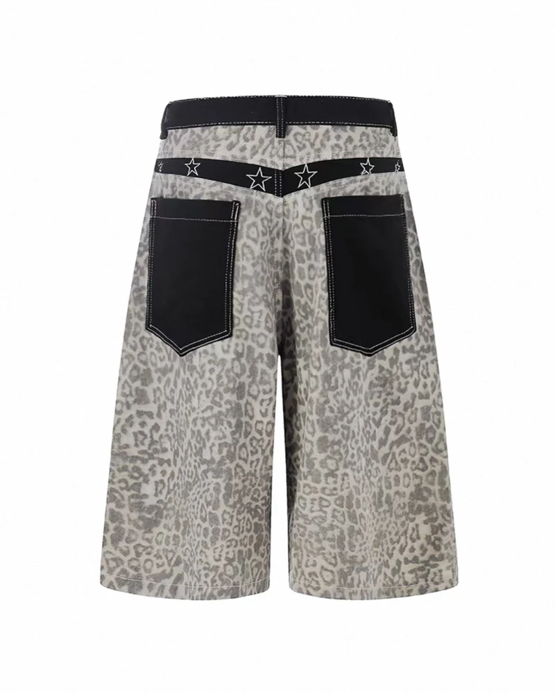 Unisex Vintage Distressed Leopard Baggy Jorts