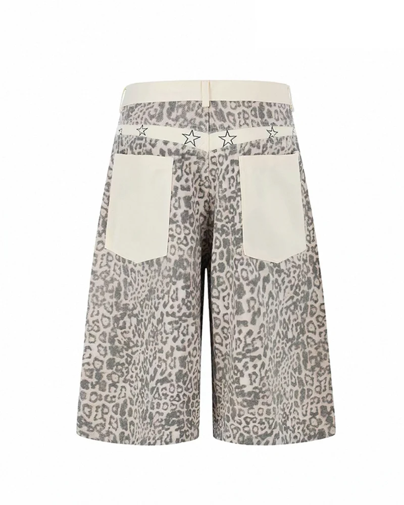 Unisex Vintage Distressed Leopard Baggy Jorts
