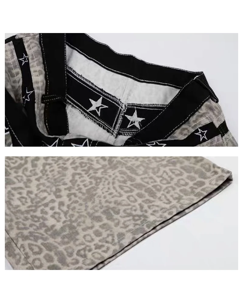Unisex Vintage Distressed Leopard Baggy Jorts