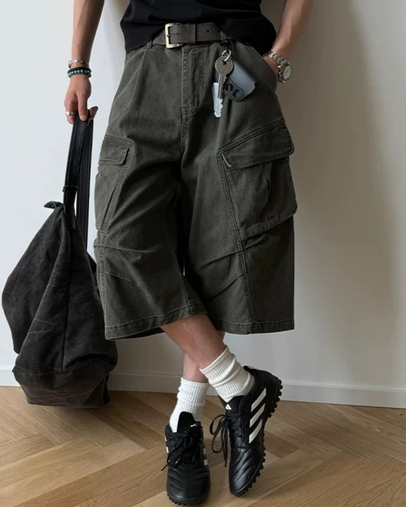 High Street Men's Denim-Look Cargo Shorts