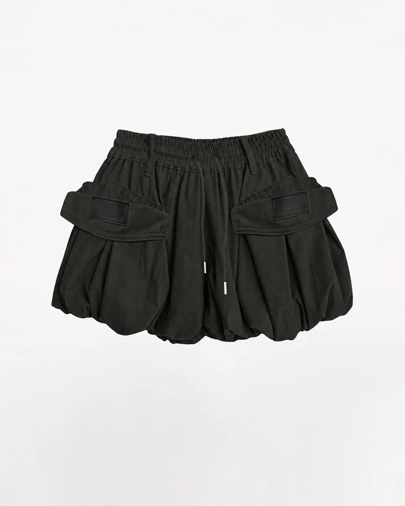 Summer Paperbag Waist Bubble Cargo Shorts