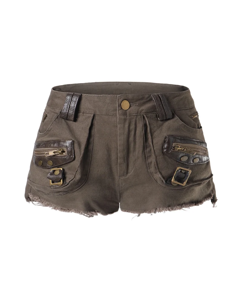 Women's Retro Raw Hem Cargo Shorts