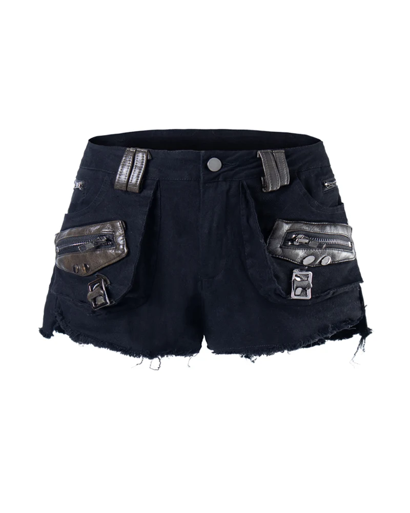 Women's Retro Raw Hem Cargo Shorts