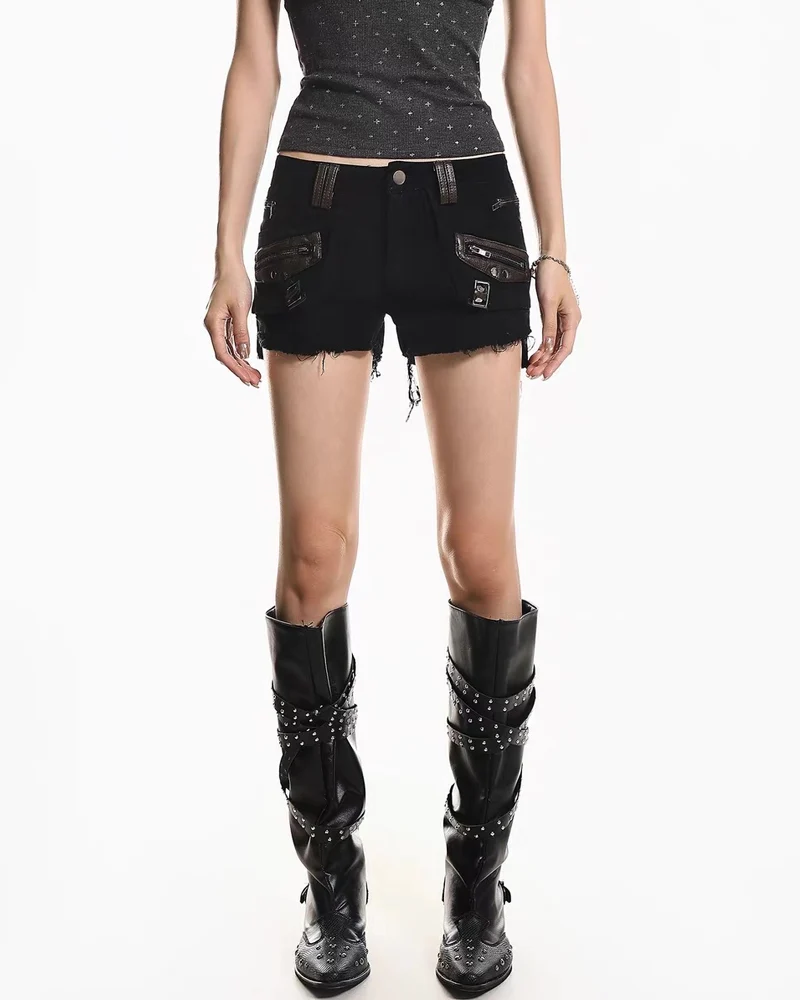 Women's Retro Raw Hem Cargo Shorts