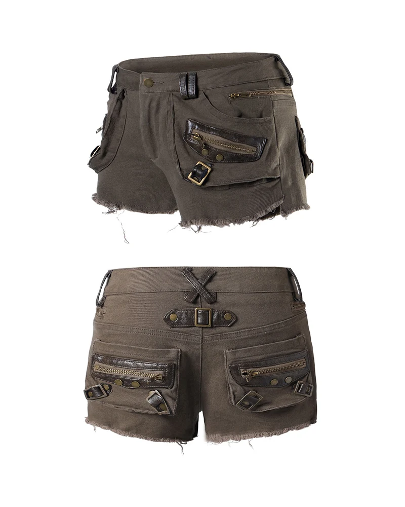 Women's Retro Raw Hem Cargo Shorts