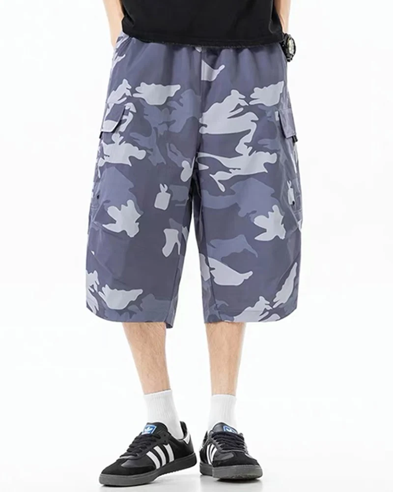 Vintage Unisex Camo Beach Cargo Hiking Shorts