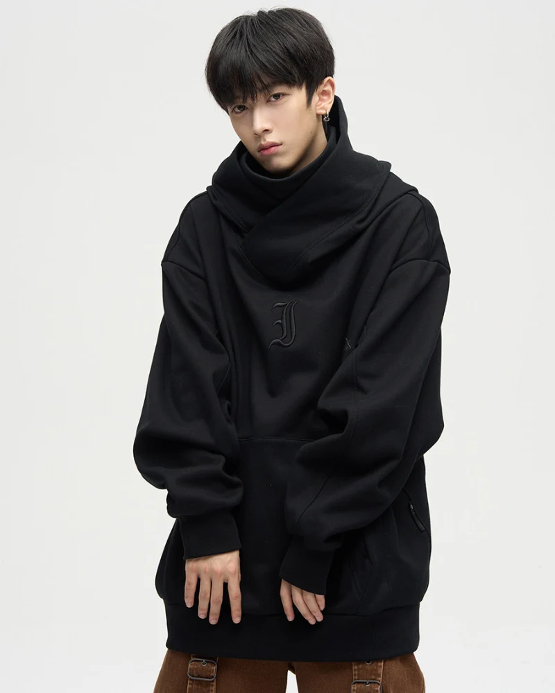 Techwear Street Style Unisex Turtleneck Scarf Mask Hoodie