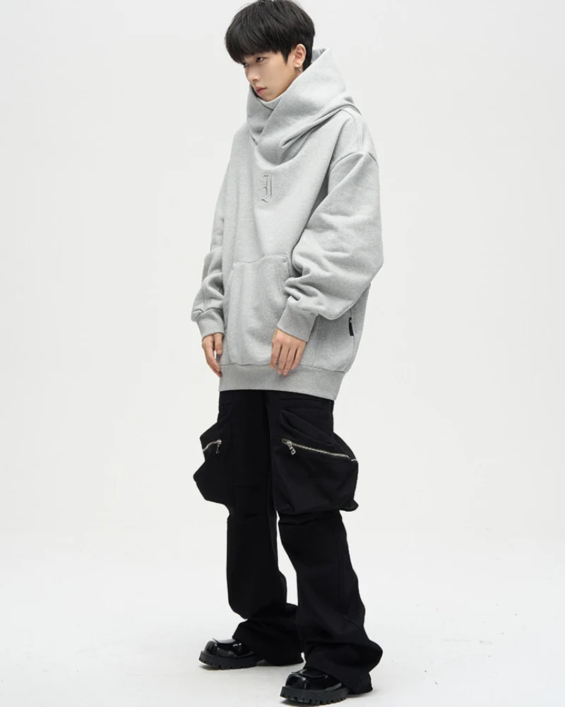 Techwear Street Style Unisex Turtleneck Scarf Mask Hoodie