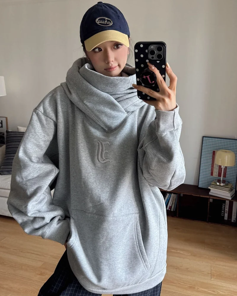 Techwear Street Style Unisex Turtleneck Scarf Mask Hoodie