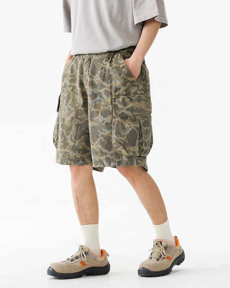 Outdoor Wear-resistant Hiking Cargo Camo Shorts