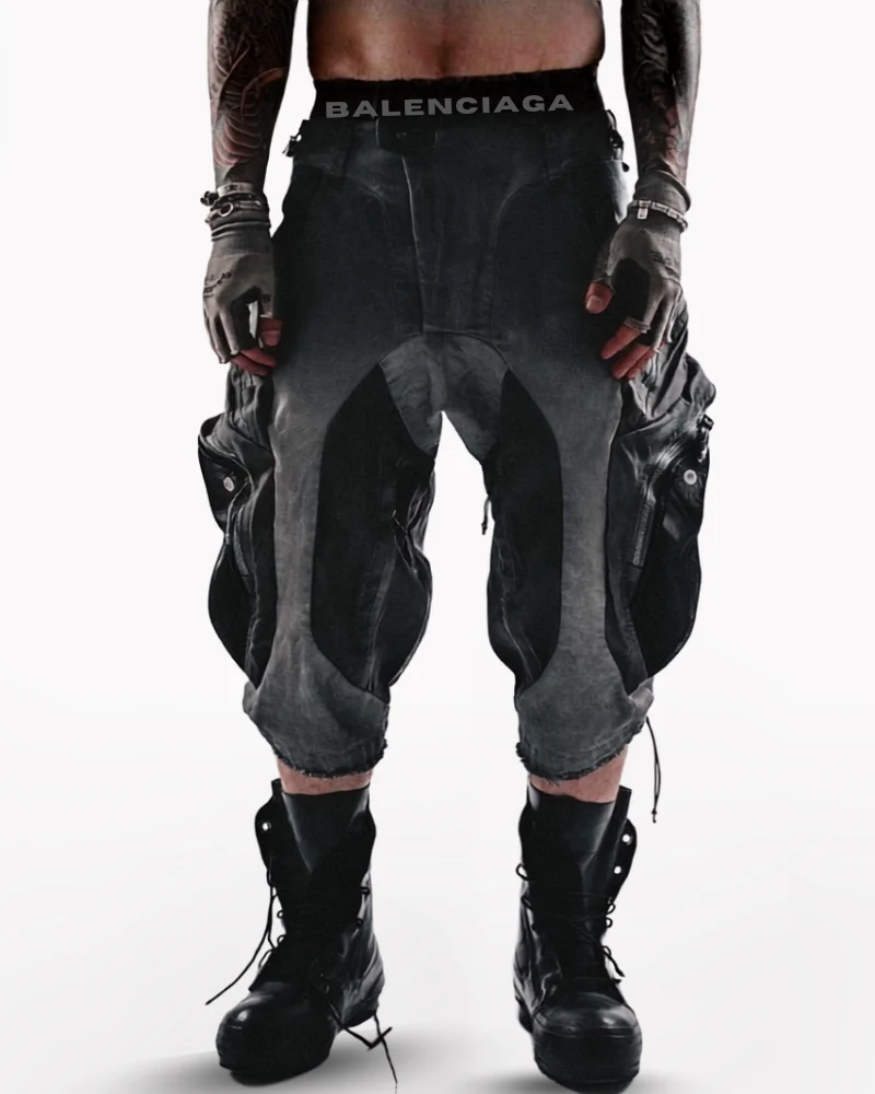 Wasteland Style Distressed Multi-Pocket Cargo Shorts