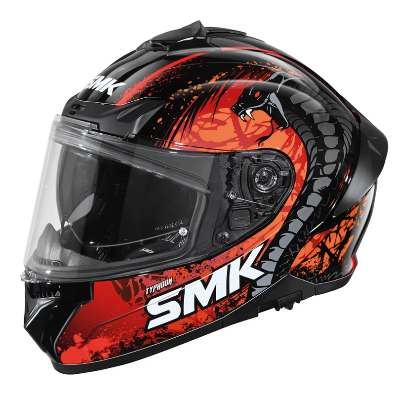 SMK TYPHOON REPTILE DECORADO CASCO DE MOTO BRILLO (GL273)