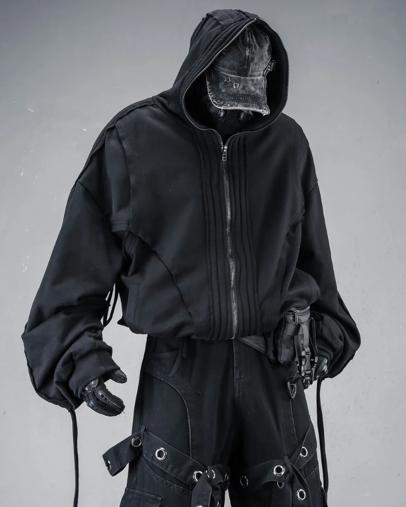 Darkwear Wasteland Distressed Full-Zip Balaclava Hoodie