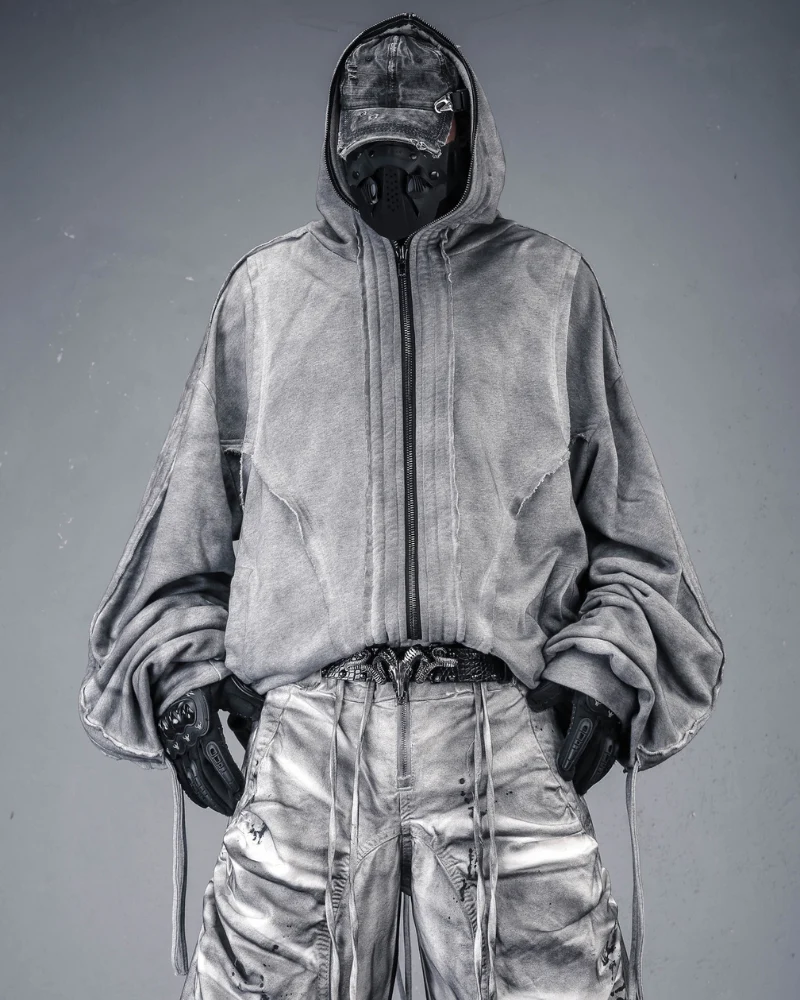 Darkwear Wasteland Distressed Full-Zip Balaclava Hoodie
