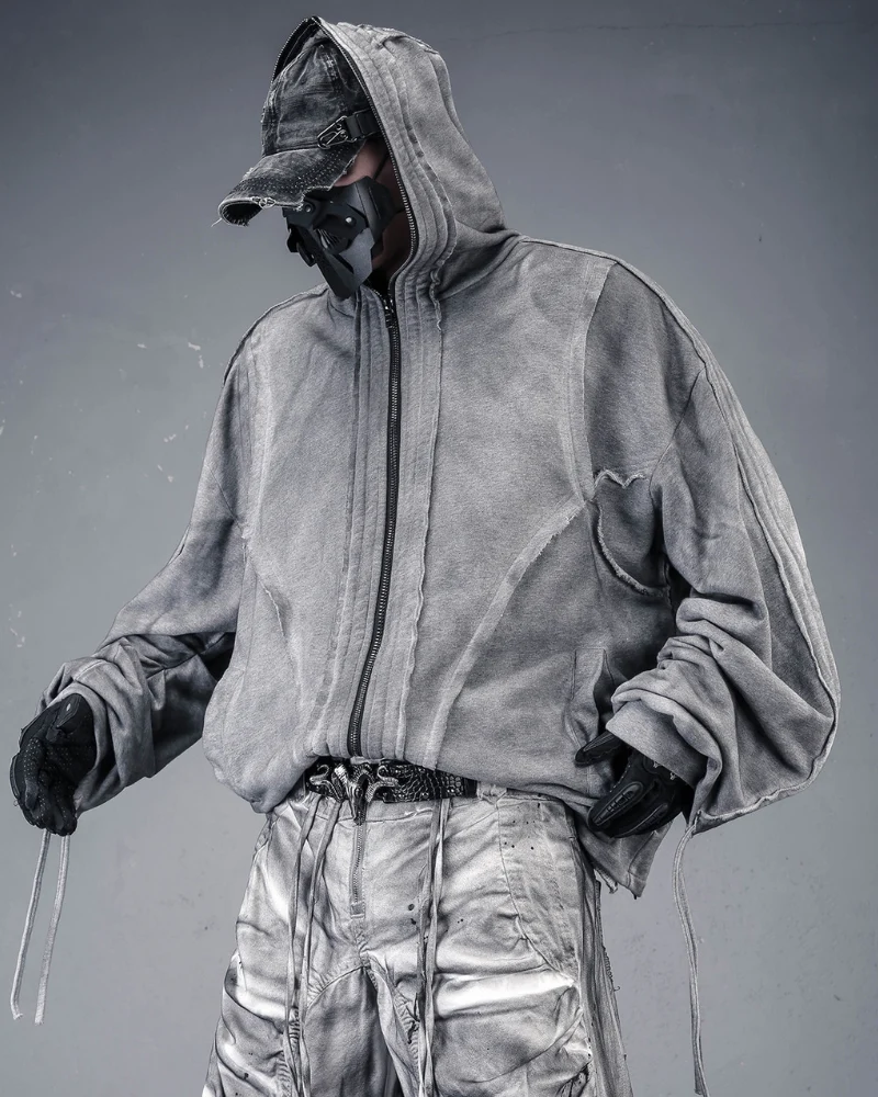 Darkwear Wasteland Distressed Full-Zip Balaclava Hoodie