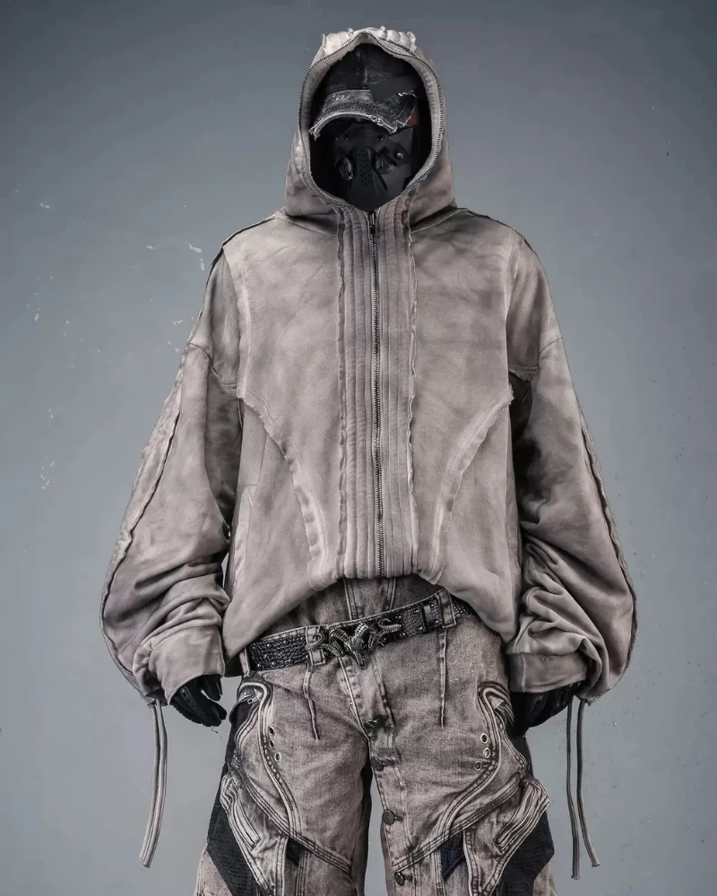 Darkwear Wasteland Distressed Full-Zip Balaclava Hoodie