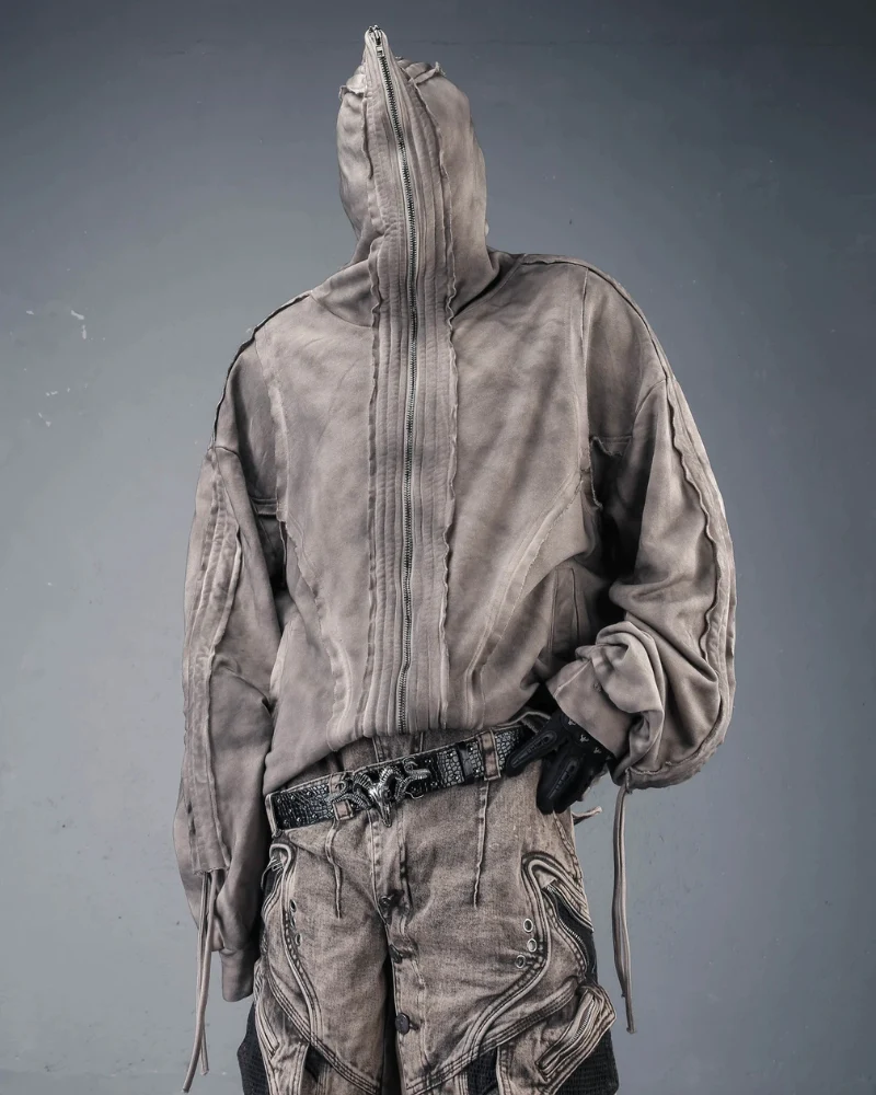 Darkwear Wasteland Distressed Full-Zip Balaclava Hoodie