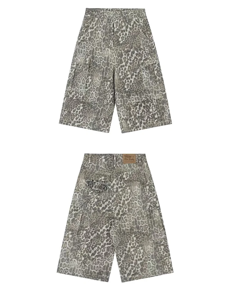 Women's Y2K Leopard Loose Wide-Leg Jorts