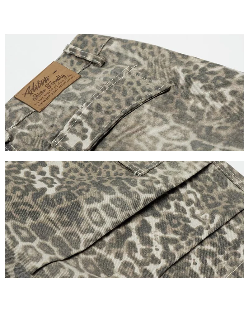 Women's Y2K Leopard Loose Wide-Leg Jorts