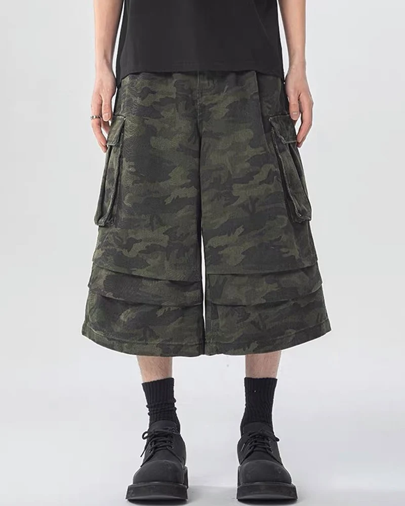 Unisex Multi-Pocket Camo Cargo Jorts
