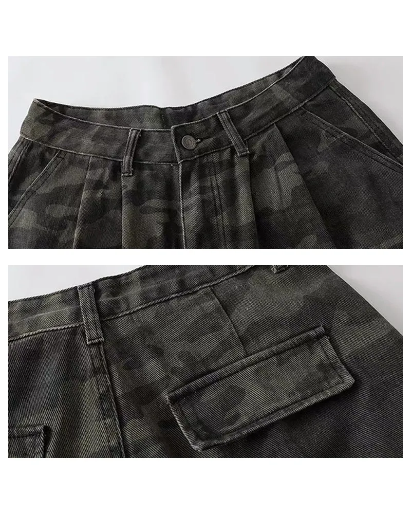 Unisex Multi-Pocket Camo Cargo Jorts