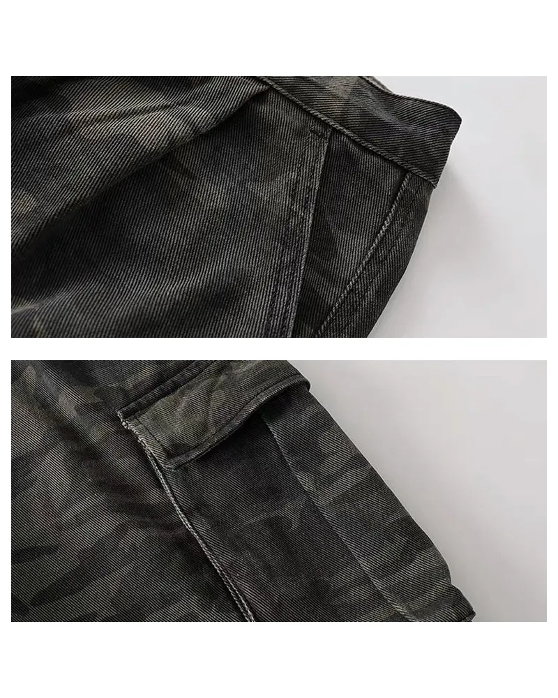 Unisex Multi-Pocket Camo Cargo Jorts