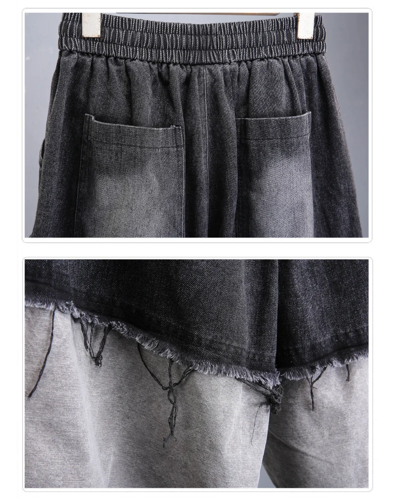 High-Street Wasteland Ripped Hem Washed Denim Shorts