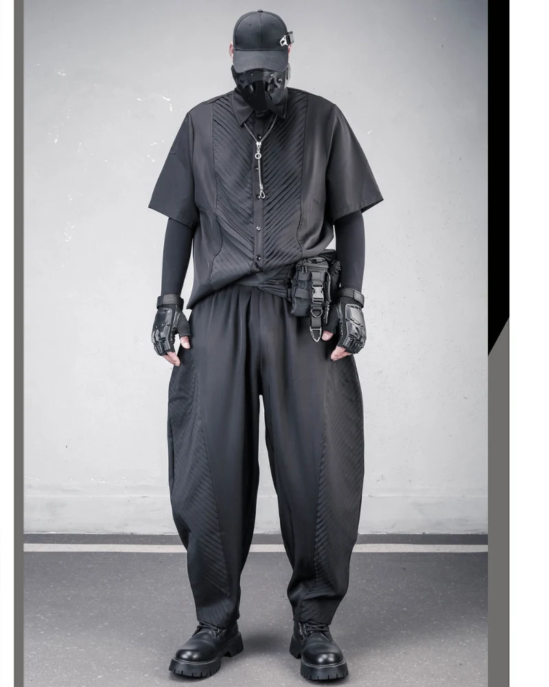 Japanese Style Summer Loose Pleated Short Sleeve Shirt
