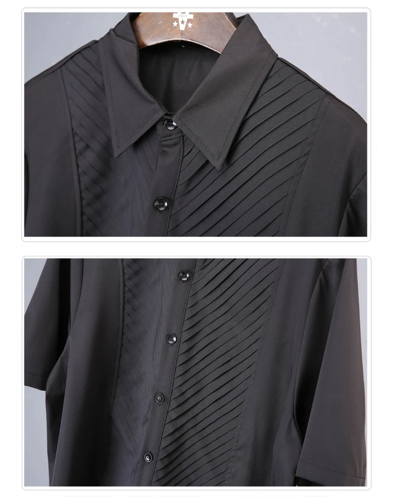 Japanese Style Summer Loose Pleated Short Sleeve Shirt