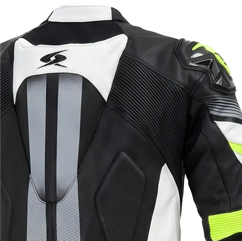 SPYKE ESTORIL 1PC MONO DE MOTO NEGRO BLANCO AMARILLO FLOU