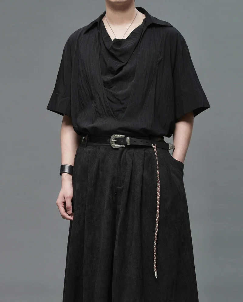 Japanese Darkwear Cowl Neck Draped Shirt