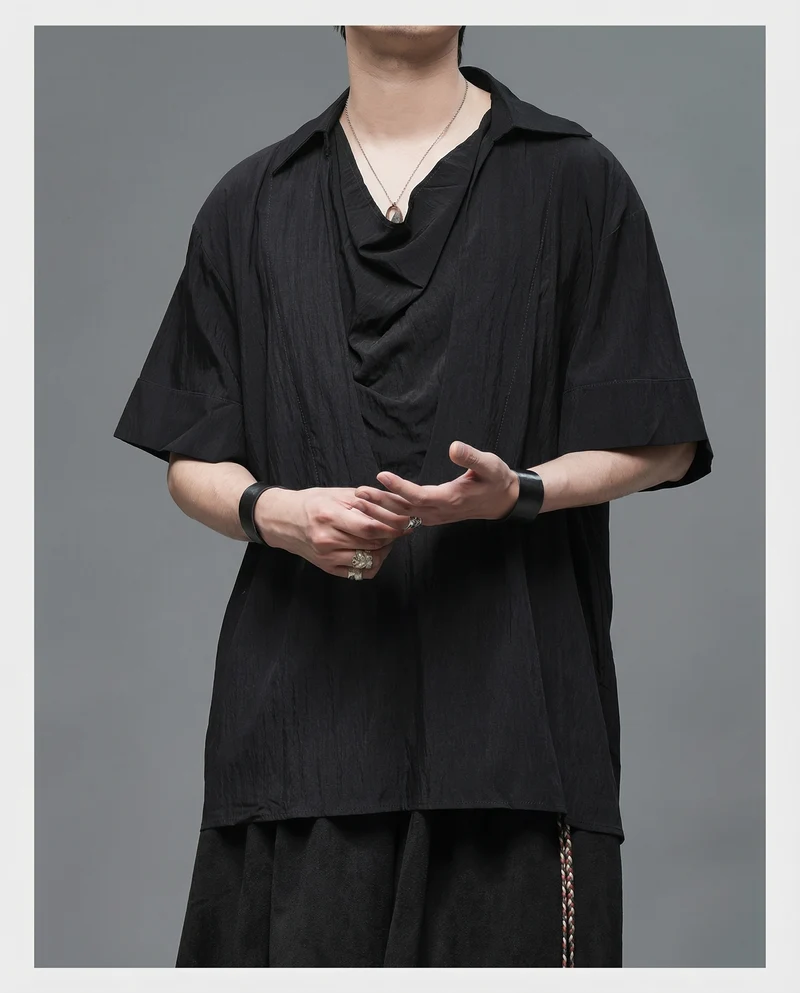 Japanese Darkwear Cowl Neck Draped Shirt