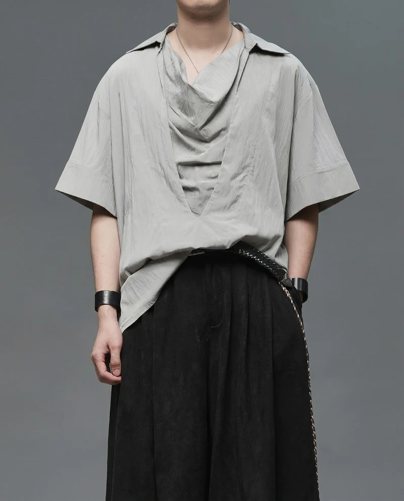 Japanese Darkwear Cowl Neck Draped Shirt