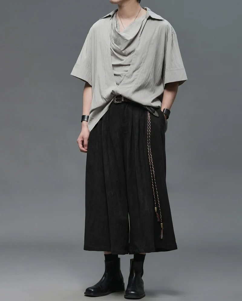 Japanese Darkwear Cowl Neck Draped Shirt