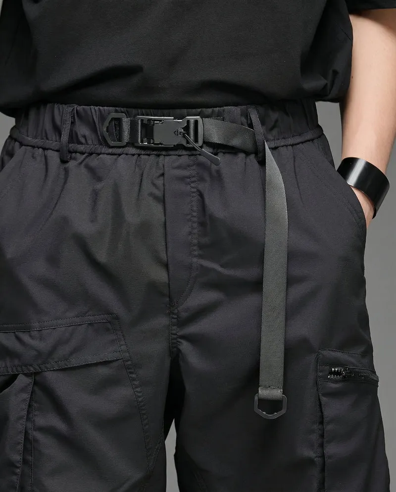 Techwear Water-Repellent Belted Cargo Shorts